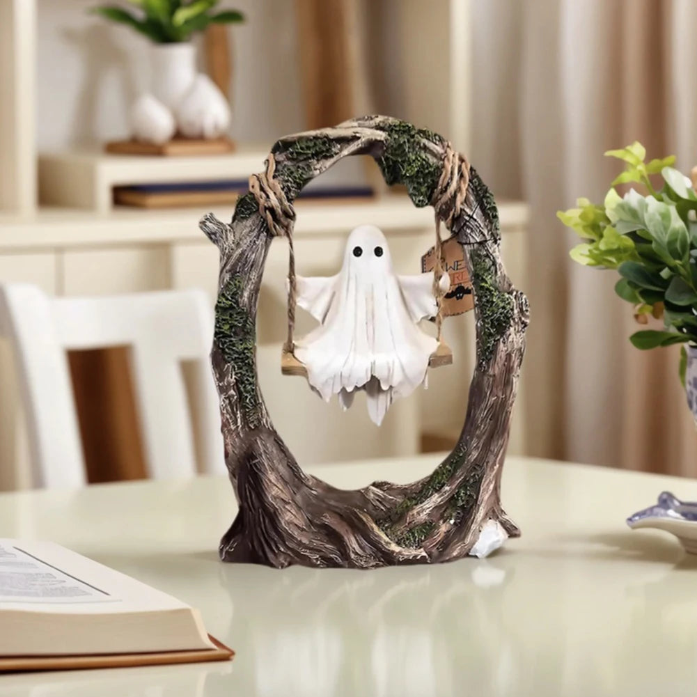 Swinging Ghost Ornament Multi-Purpose Cute Spooky Halloween Figurine Lovely Ghost Decorations for Desktop Bookshelf Decor