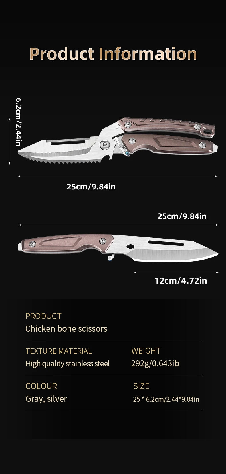 Heavy Duty Poultry Shears - A Must Have Kitchen Shears for Chicken and Meat Cutting - Stainless Food Kitchen Scissors