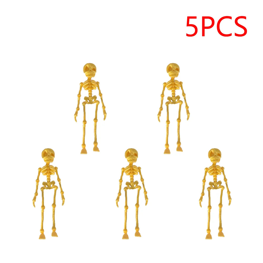 2/5PCS 3D Printed Skeleton Fridge Magnets with Movable Joints Cute Skull Fridge Magnets Home Kitchen Halloween Funny Decoration