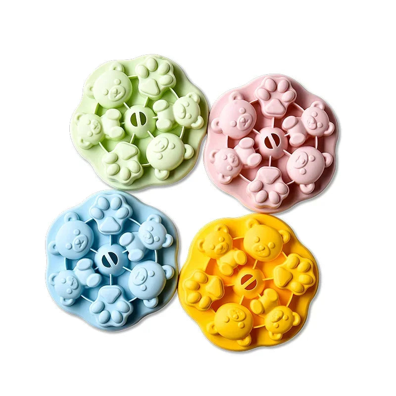 Silicone Cake Mold Steamed Pastry Mold Cartoon Chocolate Mold Baby Auxiliary Food Tools With Lid Cake Decoration Resin