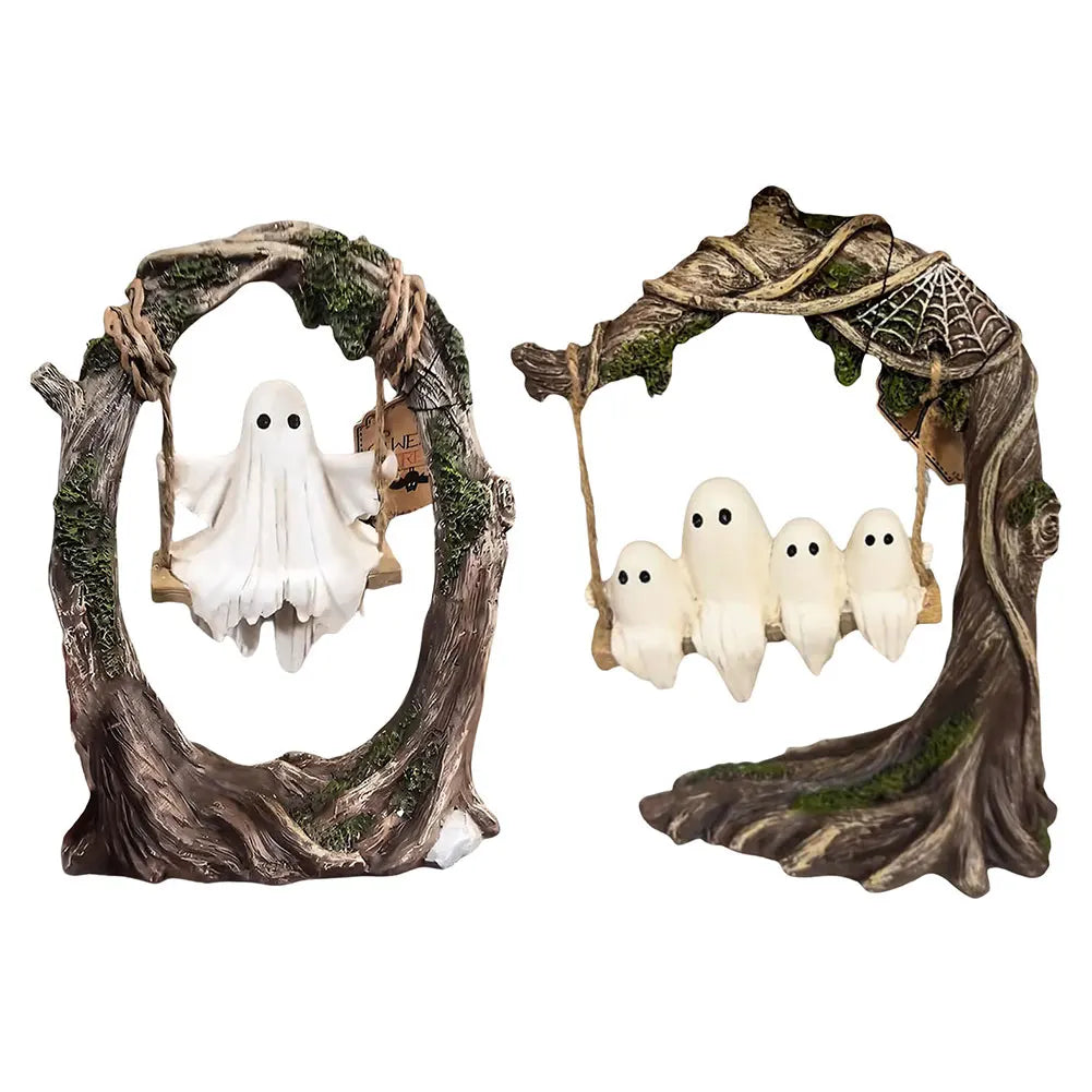 Halloween Funny Tree Hanging Ornaments White Ghost Swing Decorations Cute Swinging Ghost for Tabletop Centerpiece