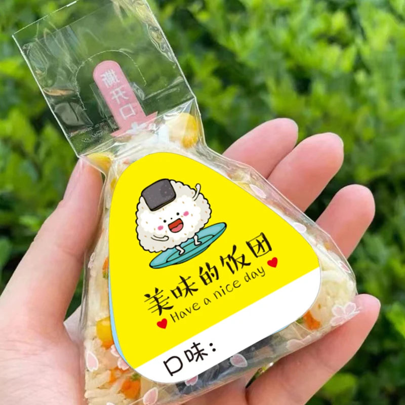 80Pcs Triangle Rice Ball Packing Bag Stickers Nori Seaweed Onigiri Sushi Bag Stickers Sushi Making Mold Tools Bento Accessories