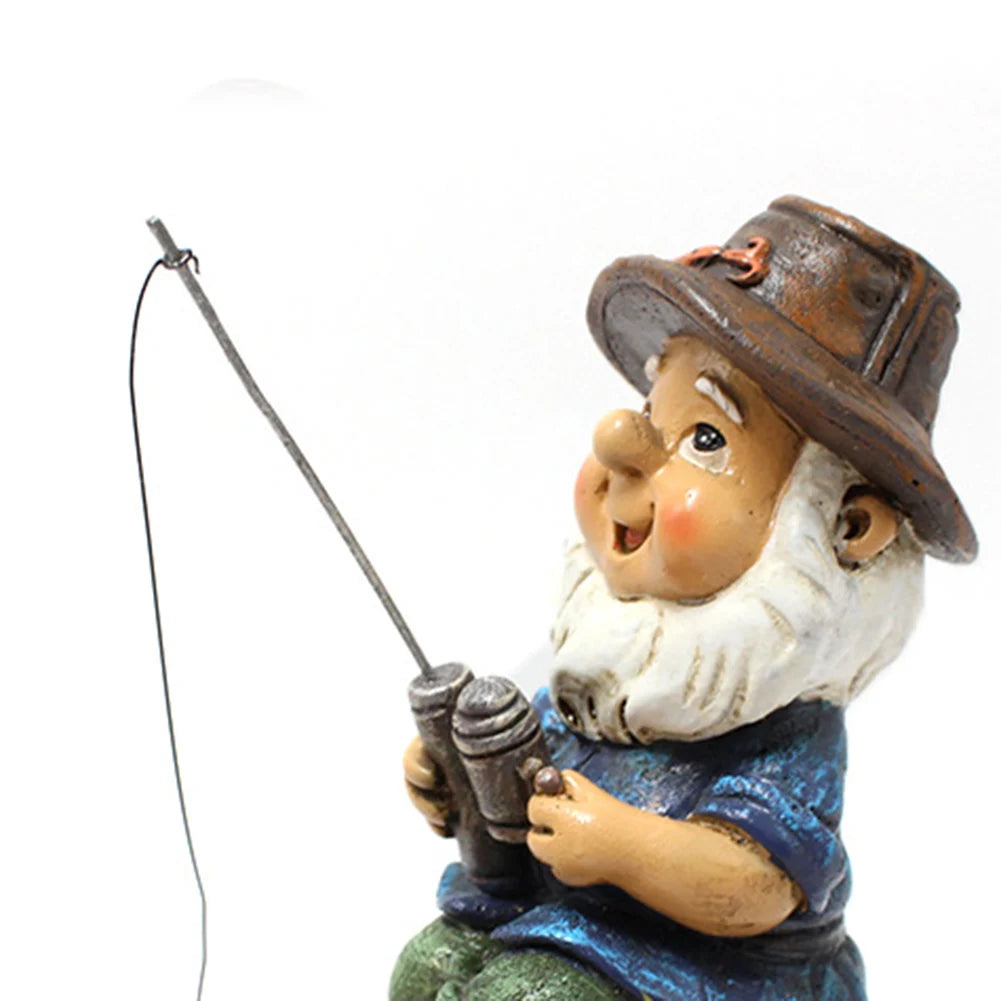 Creative Fishing Gnome Waterproof Fishing Dwarf Elf Figurines Sun Protection Ingenious Design for Outdoor Home Garden Yard Decor
