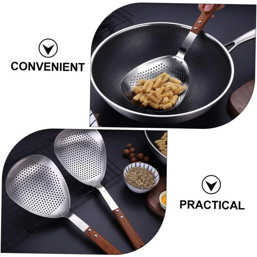 Stainless Steel Frying Spoon Pepper Spoon Colander Strainer Food Serving Tool Hot Pot Skimmer Heat-resistant Easy to Store