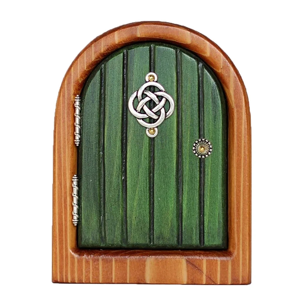 Miniature Fairy Door Wooden Elf Door Ornament Creative Dollhouse Fairy Door for Trees Garden Decor