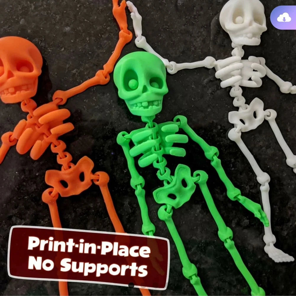 2/5PCS 3D Printed Skeleton Fridge Magnets with Movable Joints Cute Skull Fridge Magnets Home Kitchen Halloween Funny Decoration