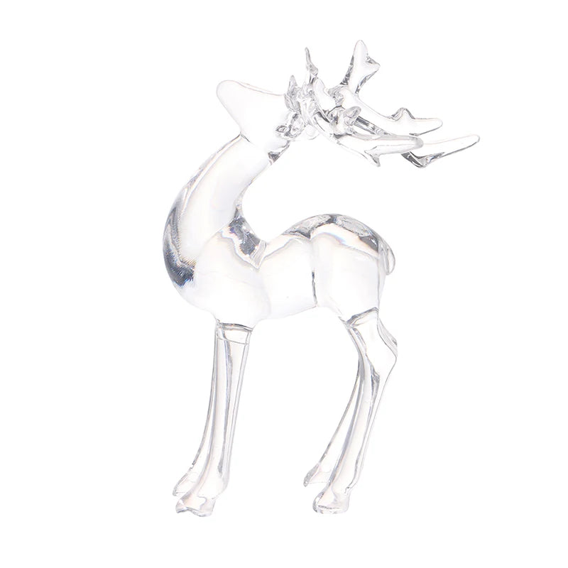 1Pc Crystal Deer Figurines Desktop Ornament Room Decor Transparent Elk Reindeer Sculpture Home Office Decoration