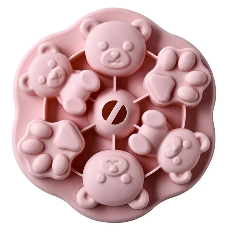 Silicone Cake Mold Steamed Pastry Mold Cartoon Chocolate Mold Baby Auxiliary Food Tools With Lid Cake Decoration Resin
