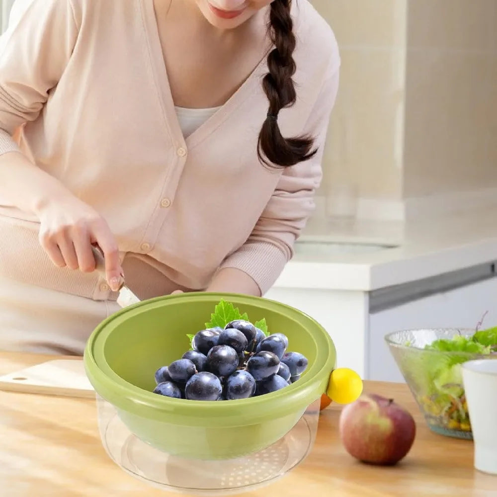 Kitchen Strainer Colander Bowl,2 in Colander Set Home Vegetable Fruit Washing Basket for Food Cleaning Mixing, Green 18x7.5cm