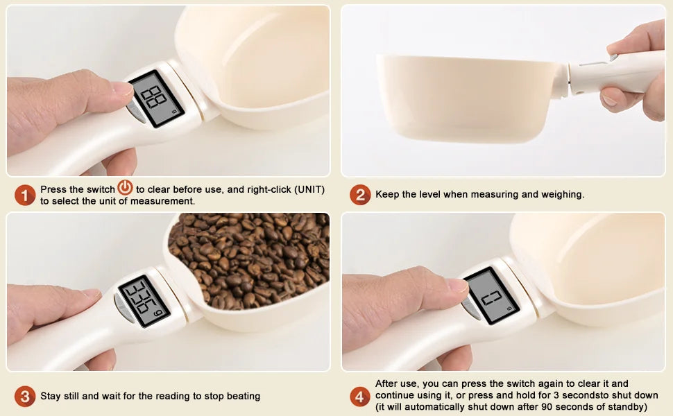 LCD Digital Measurement Adjustable Weighing Spoon Kitchen Scale Electronic Measuring Spoon Coffee Powder Scale Baking Scale Pet