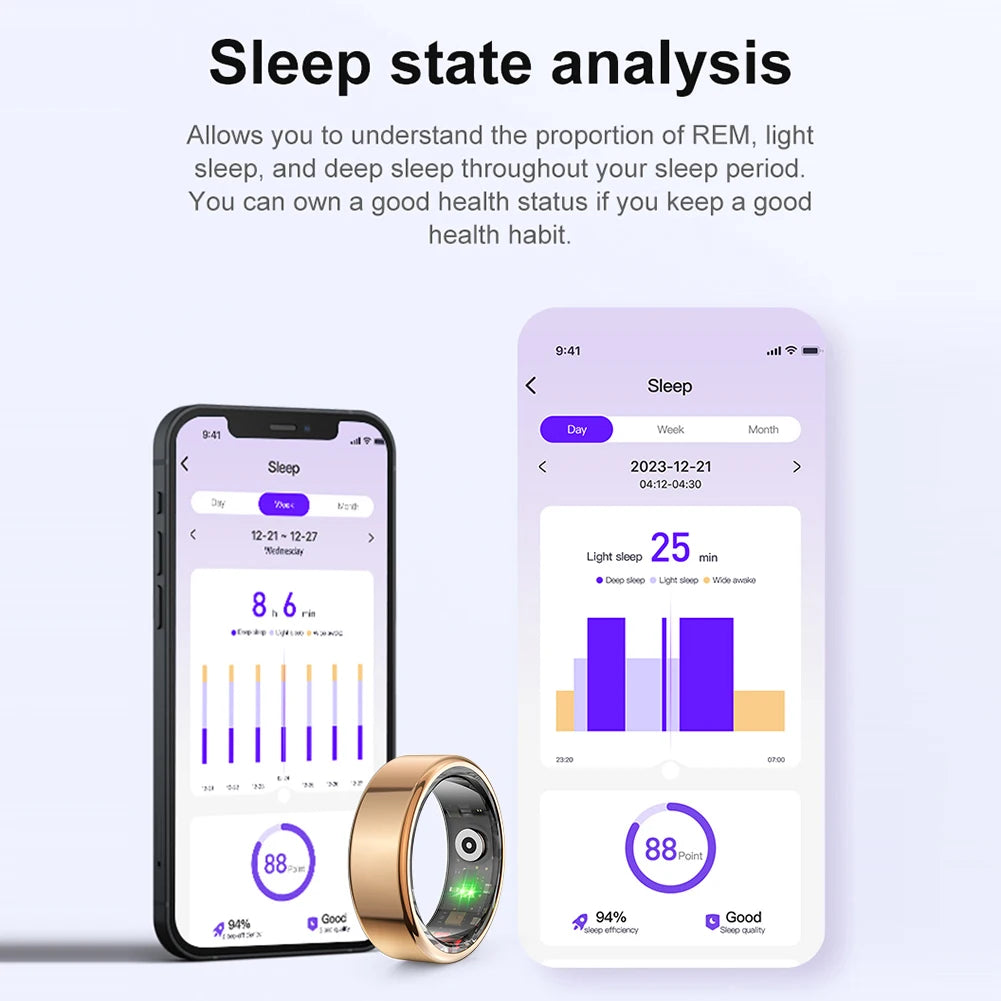 R02 Smart Ring Health Tracker 5.0 Bluetooth-Compatible Heart Rate Tracker IP68 & 5ATM Waterproof Wearable for Android for IOS