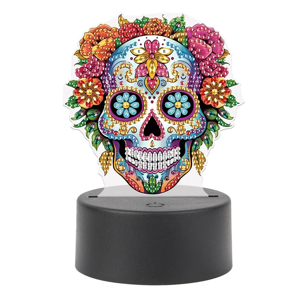 DIY Diamonds Painting Animals Table Lamp Handmade Diamond Mosaic Lamp LED Diamond Embroidery Night Lamp for Office Desktop Decor