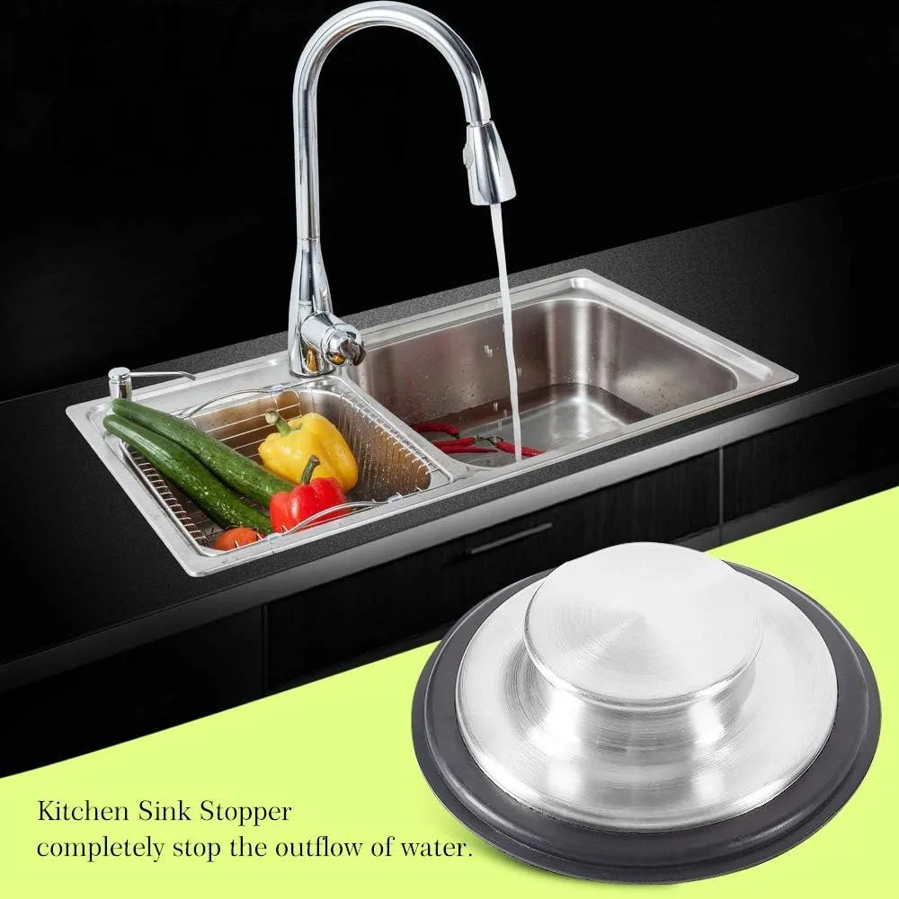 2 PCS Stainless Steel Kitchen Sink Stopper, Large Wide Rim 3.38" Diameter - Garbage Disposal Plug