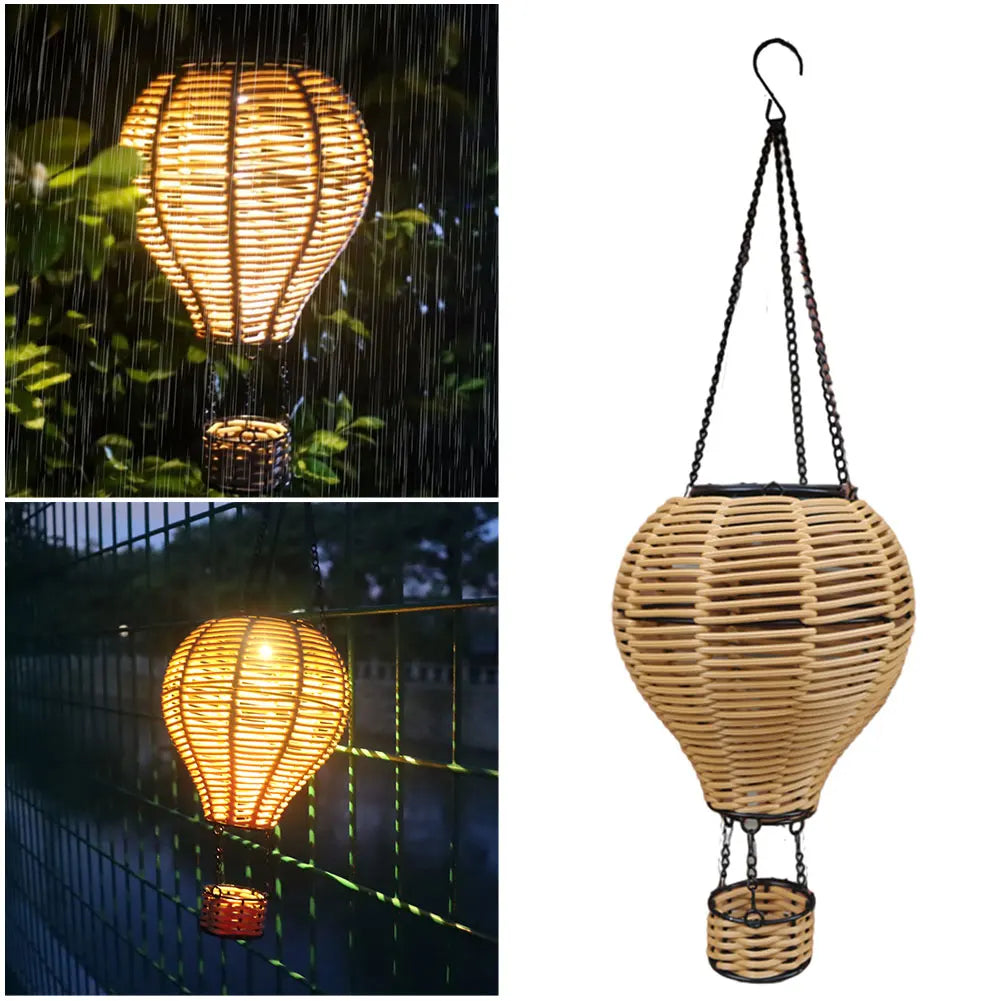 Solar Hot Air Balloon Lantern Hanging Solar Lantern Outdoor Lights Waterproof Lanterns Garden Patio Yard Party Decor