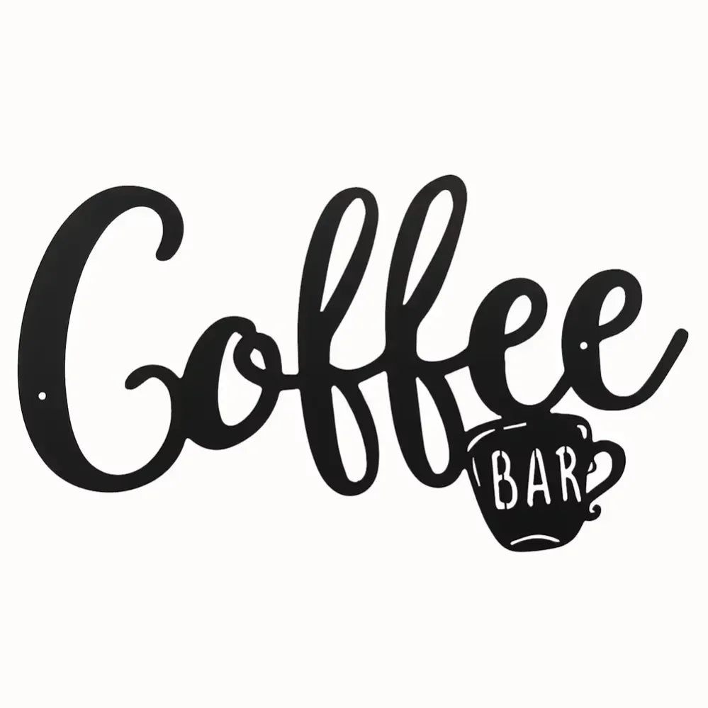 1pc Black Metal Coffee Cup Wall Sign – Stylish Hanging Decor for Coffee Bars & Home