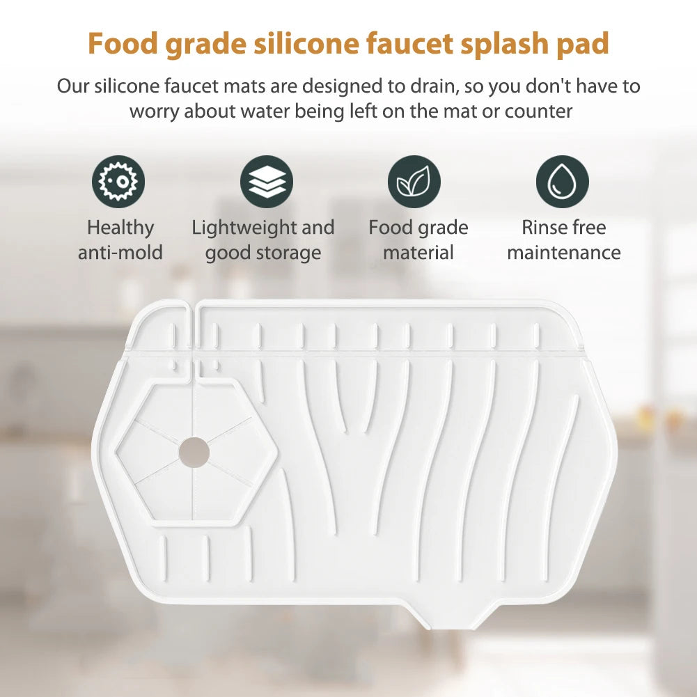 Silicone Drain Pad Countertop Protector Water Splash Catcher Mats Double-sided Faucet Splash Guard Tray Bathroom Kitchen Gadgets