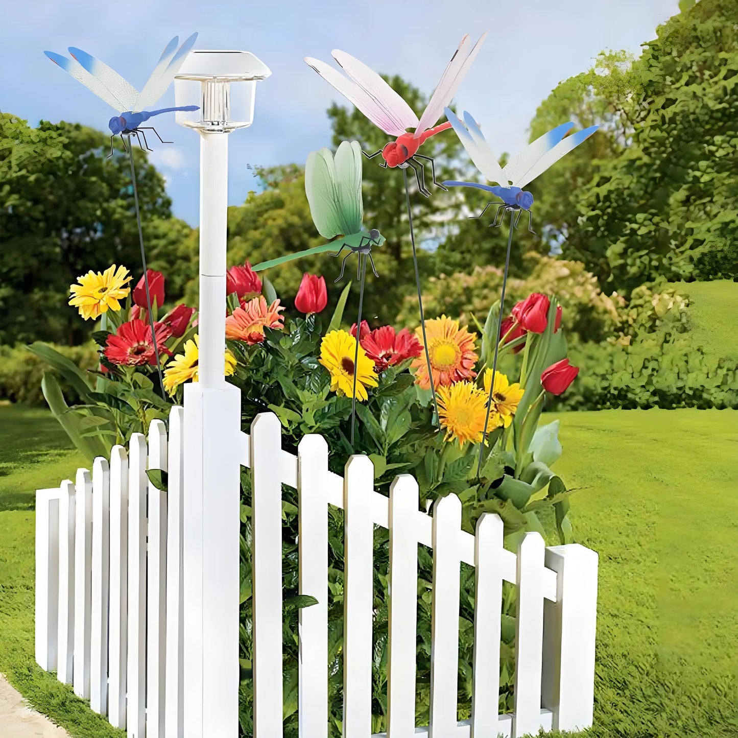 12Pcs Whimsical Dragonfly Garden Clips | Vibrant Outdoor Decor Accents | Pole & Hat Clip-Ons for Plants, Fences & Patio Decor