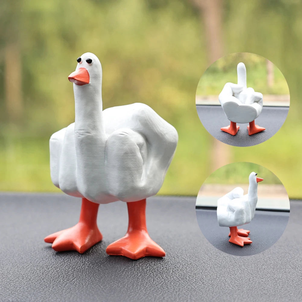 Middle Finger Duck Decorative Figurine Resin Tabletop Duck Ornament 7.5cm Funny Duck Statue for Home Garden Desk Decoration