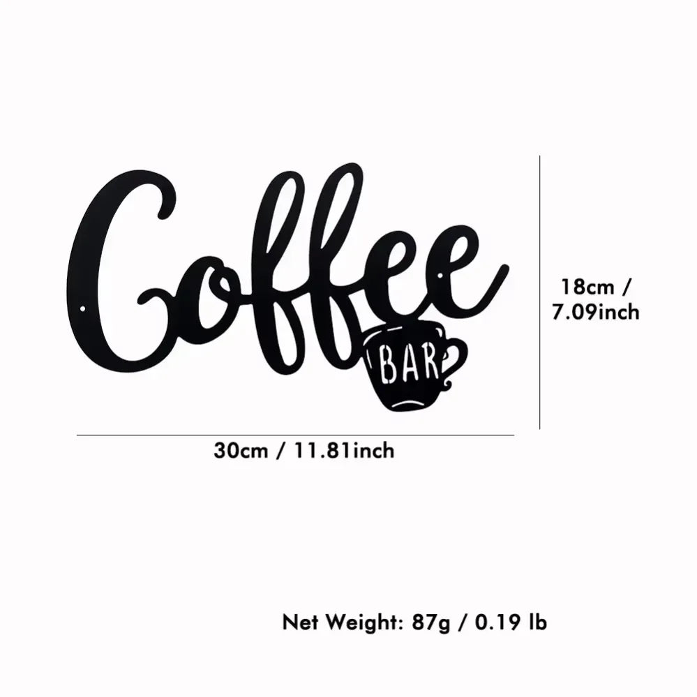 1pc Black Metal Coffee Cup Wall Sign – Stylish Hanging Decor for Coffee Bars & Home