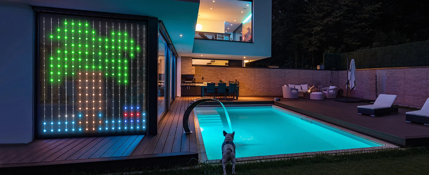 MIMI RGB Curtain Lights 400LEDs,Smart LED Curtain Light,IP65 Waterproof,Smart LED Wall Lights with APP&Remote