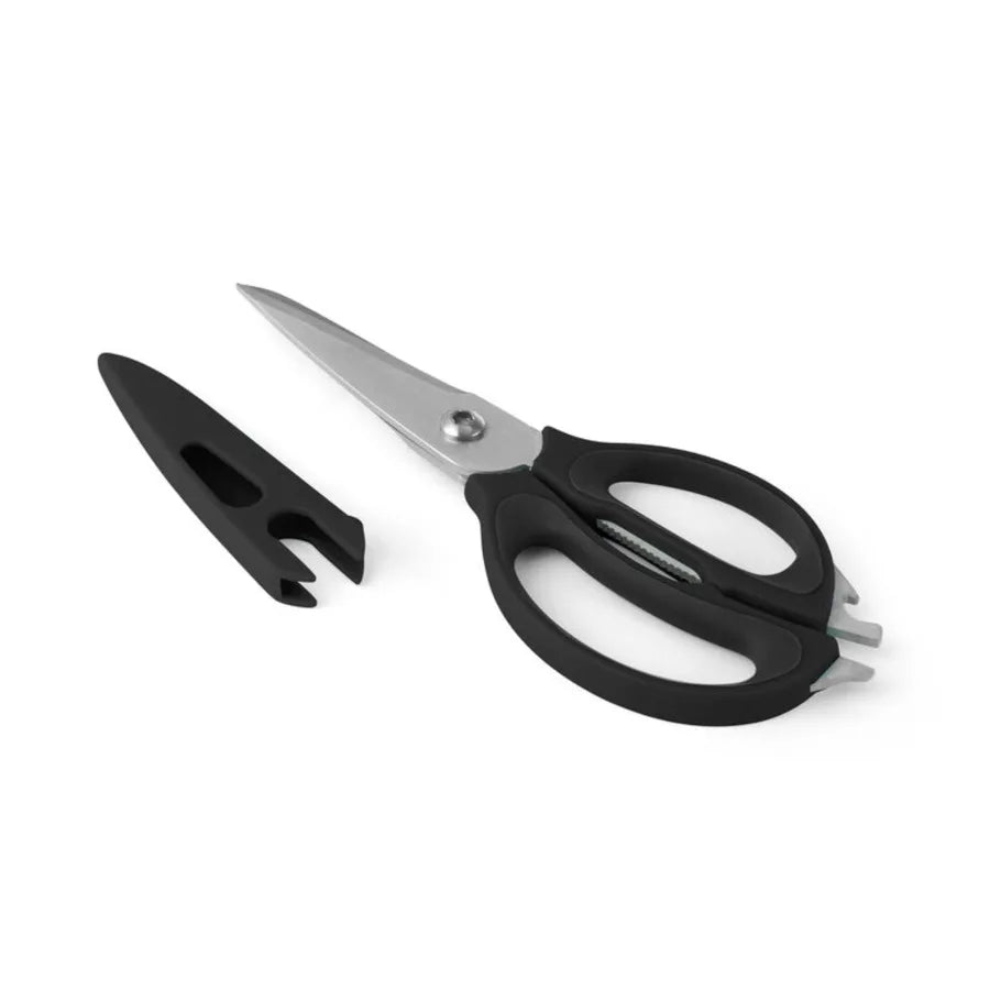 4 in 1 Stainless Steel Scissors with Nonslip Handles in Black for Kitchen Gardening Craft and Office Use Durable Ergonomic and