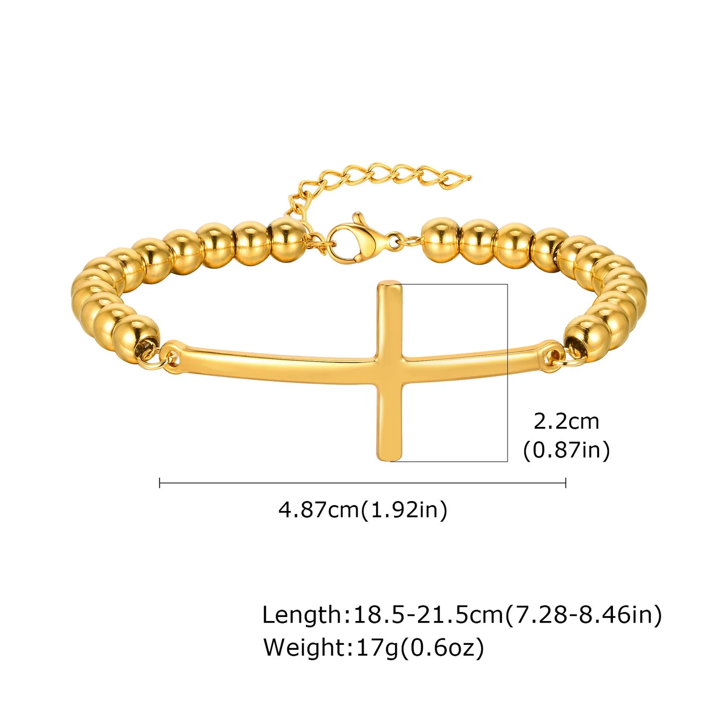 316L Stainless Steel Cross Bracelet for Women, Adjustable Chain Religious Christian Jewelry Daily Wear 2025 Trendy