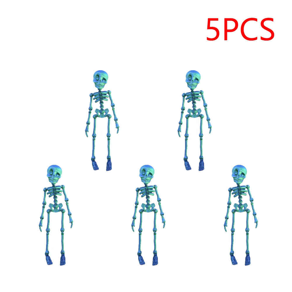 2/5PCS 3D Printed Skeleton Fridge Magnets with Movable Joints Cute Skull Fridge Magnets Home Kitchen Halloween Funny Decoration