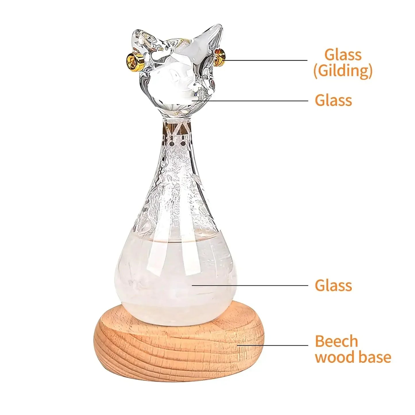 Glass Weather Predictor Bottle with Base Weather Forecast Station Animal Figurine for Home