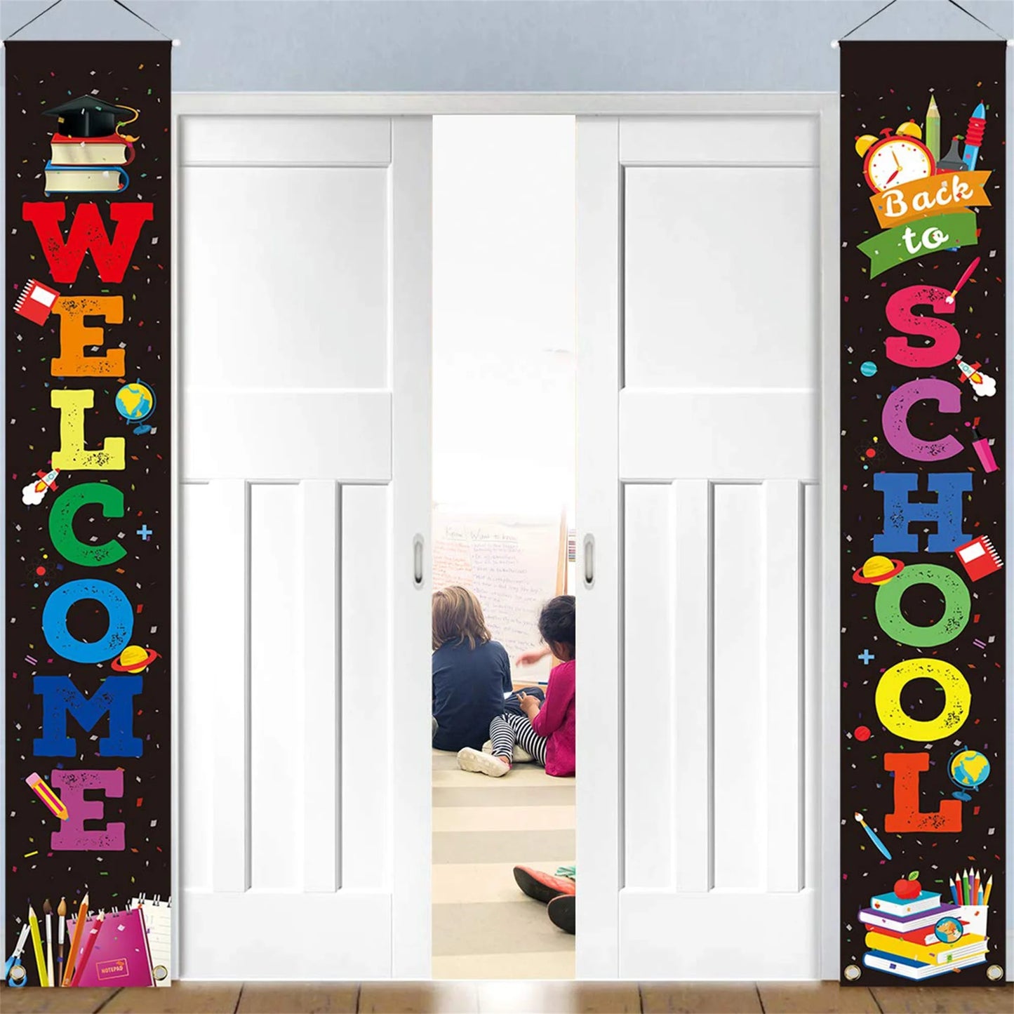 Rustic Back to School Wooden Sign with Hanging Rope for Classroom Front Door Decorations and Teacher Gifts