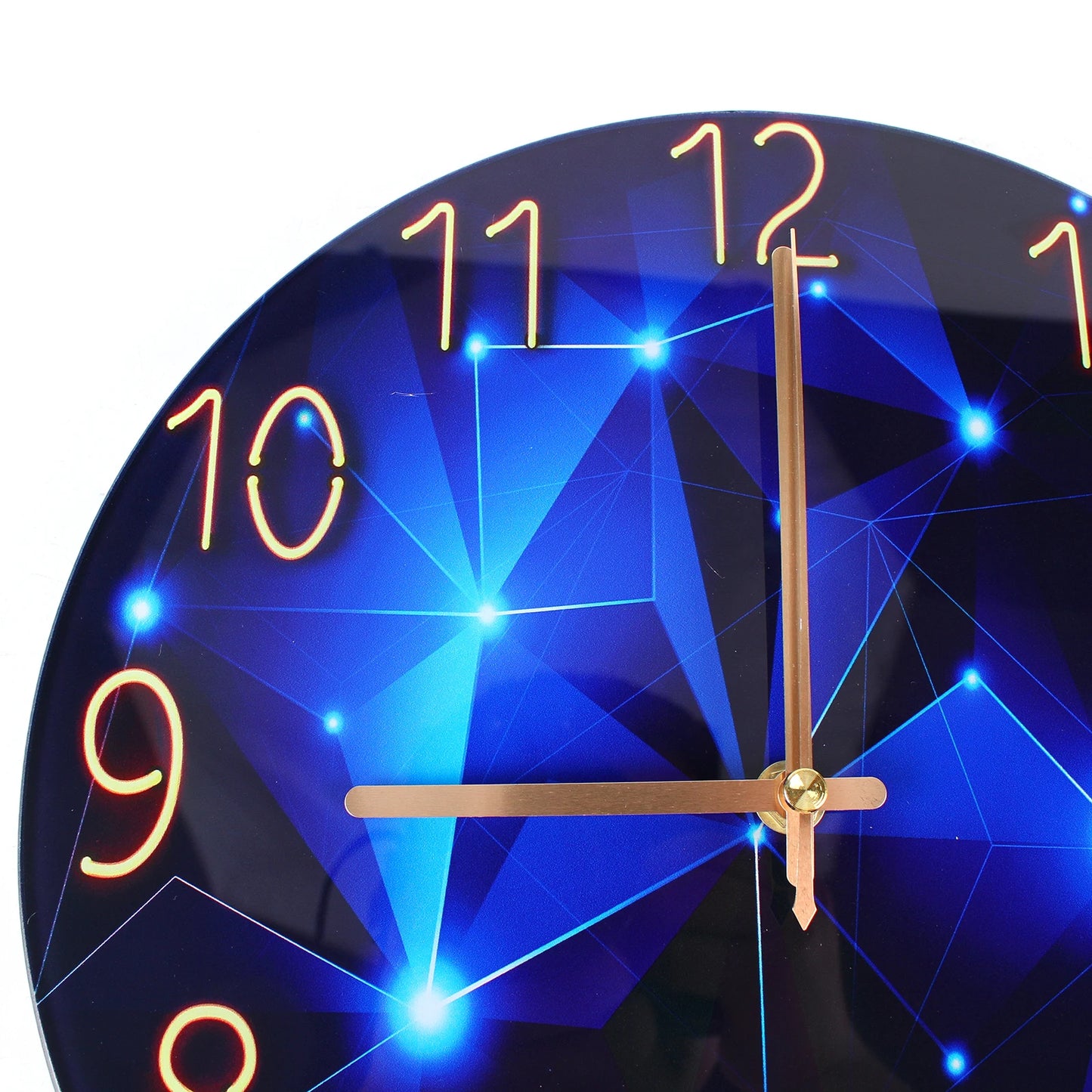 12Inch Wall Clock Silent Large Wall Clock Glass Wall Clock Battery Operated Blue Decorative Wall Clocks