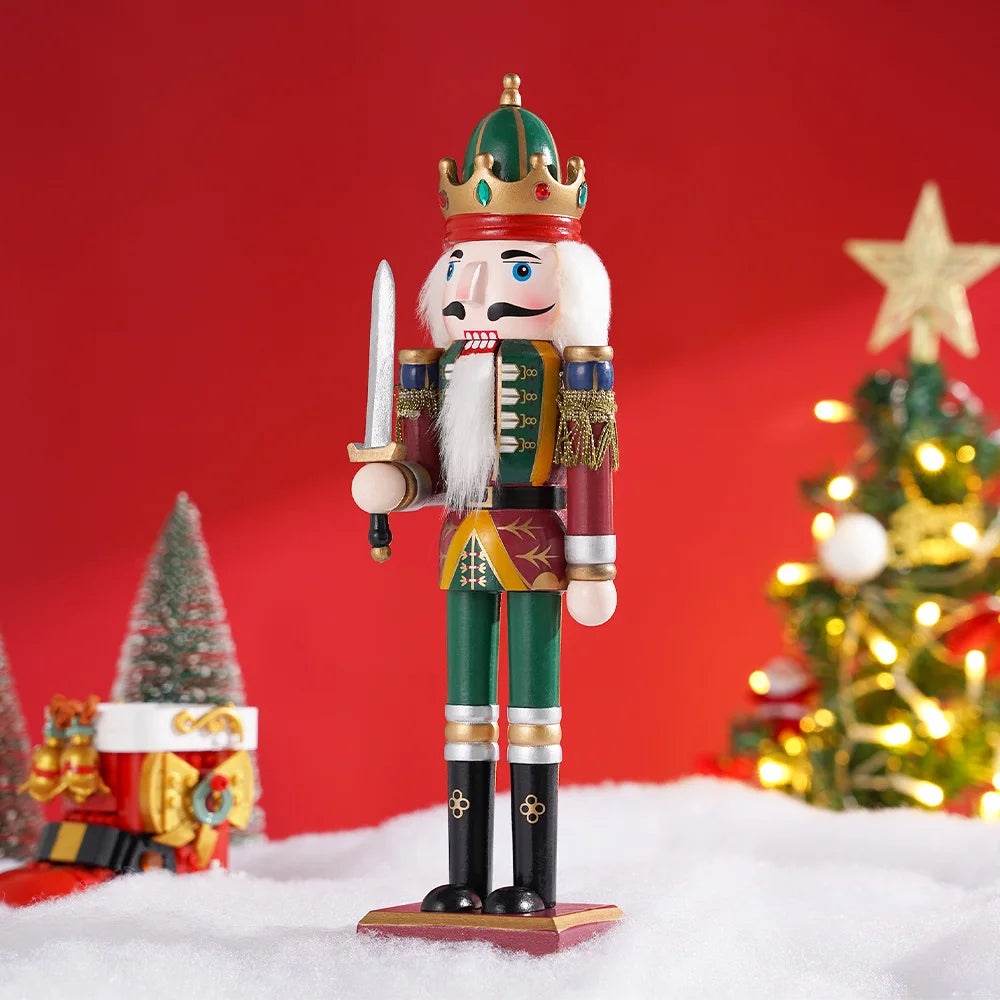 30cm Nutcracker Soldier Puppet Wooden Nutcracker Statues Handicraft Doll Toy Christmas Navidad New Year Gift Home Decoration