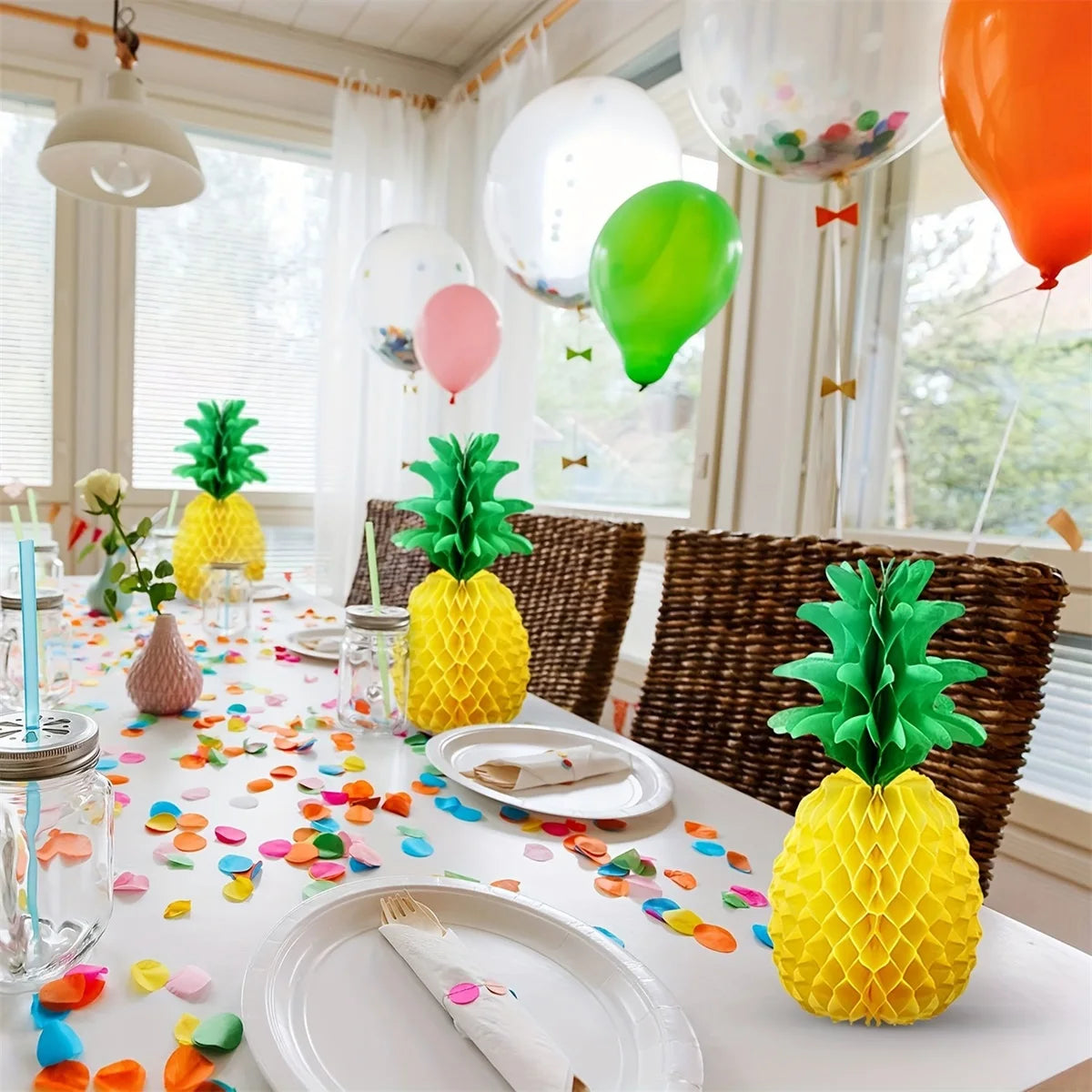 Tropical Pineapple Party Supplies Hawaiian Luau Table Decorations Summer Beach Theme Centerpieces for Festive Celebration