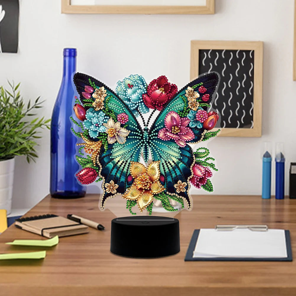 DIY Diamonds Painting Animals Table Lamp Handmade Diamond Mosaic Lamp LED Diamond Embroidery Night Lamp for Office Desktop Decor