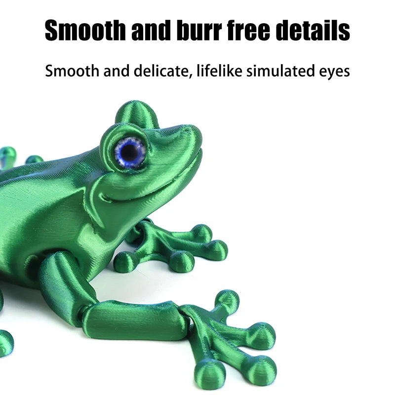 1 Piece Kids Gift 3D Printed Mini Cute Frog Figure Multi-joint Movable With Glittering Eyes For Room Decoration DIY Accessories
