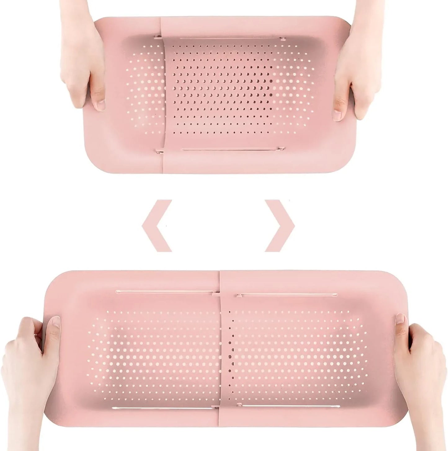 Collapsible Colander Kitchen Extendable Strainer Fruits Noodle Pasta Food Drain Basket Space-Saver Portable Drainer Over Sink