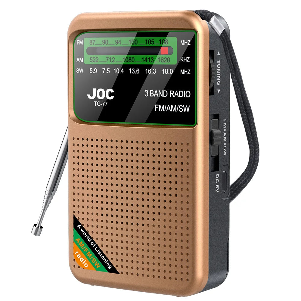 Portable Pocket Radio AM/FM/SW 3-Band Mini Portable Radio For Running Walking,Support Earphone Rechargeable Radio FM Receiver