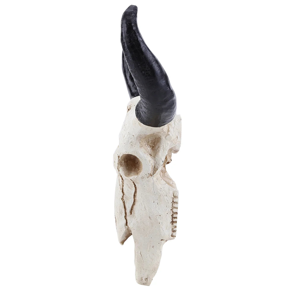 Longhorn Cow Skull Head Ornament Wall Hanging Animal Wildlife Sculpture Figurines Crafts Realistic for Home Halloween Decor