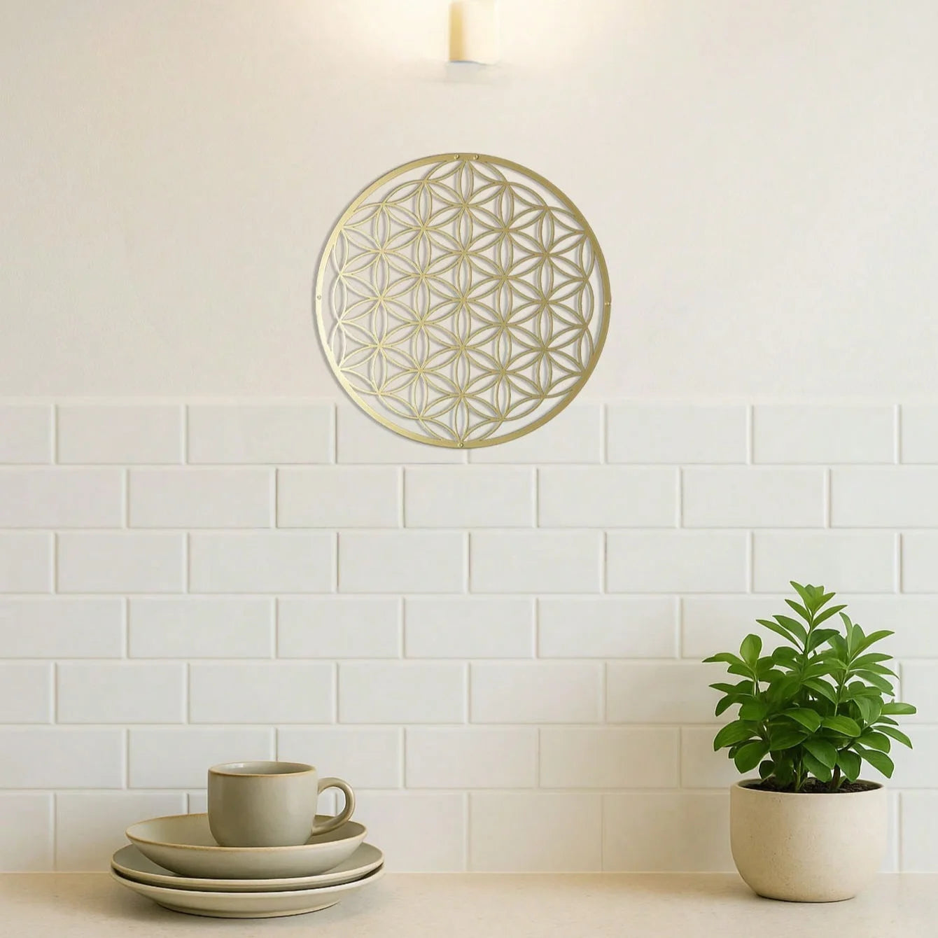 Flower of Life Metal Wall Sculpture - Elegant Lotus Decor Above-Couch Art for Living Room & Bathroom Perfect Housewarming Gift