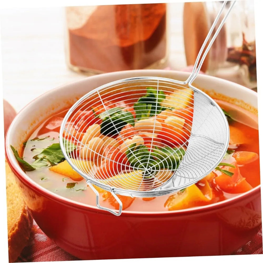 1pc Stainless Steel Skimmer Ladle Portable Colander Spoon for Cooking Efficient Oil Strainer Convenient Hanging Hook for Home R