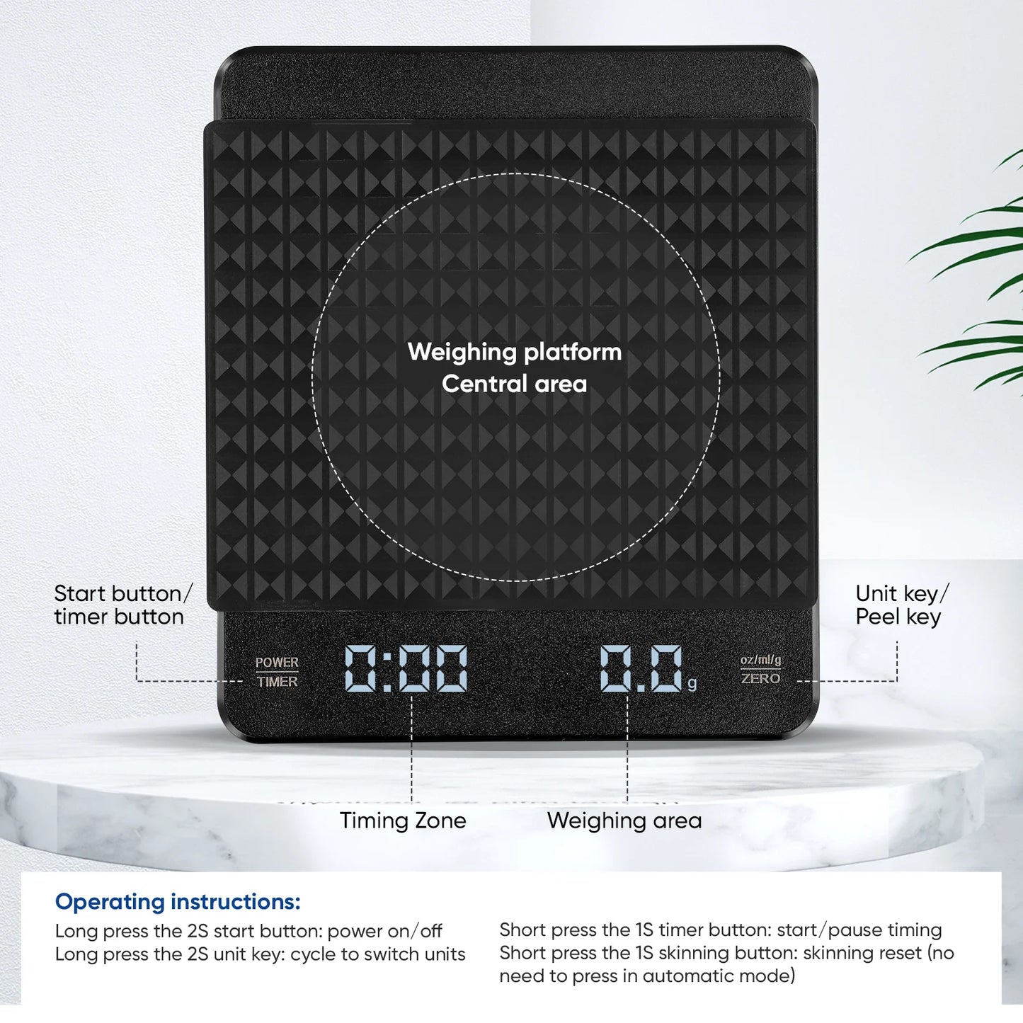 Kitchen Coffee Scale With Timer Rechargeable Digital Scale 0.1g High Precision 3 Modes Drip Espresso Scale Barista Gift