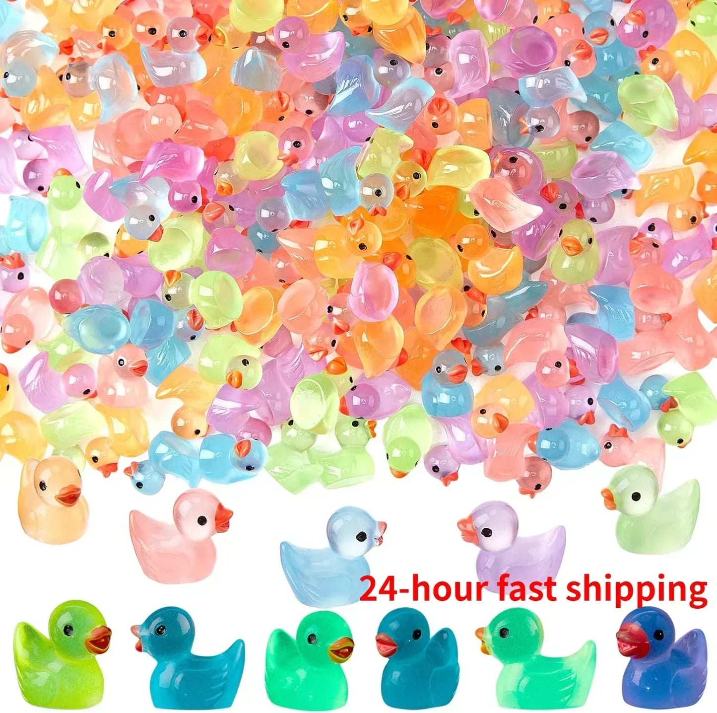 100-50pcs Luminous Mini Ducks Moss Microlandscape Miniature Duck Figurines Fairy Garden Access Home Decor Glow in The Dark