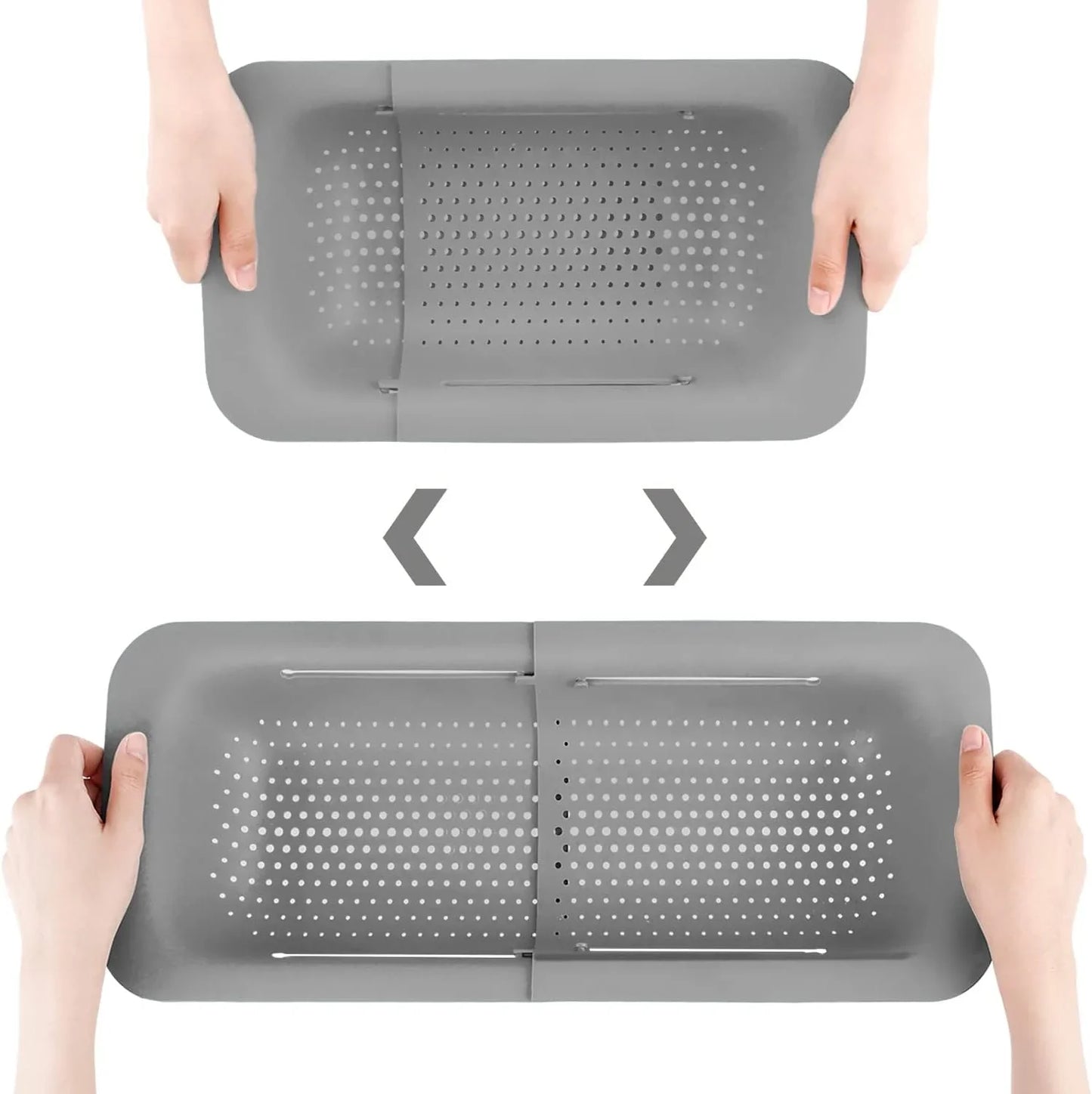 Collapsible Colander Kitchen Extendable Strainer Fruits Noodle Pasta Food Drain Basket Space-Saver Portable Drainer Over Sink