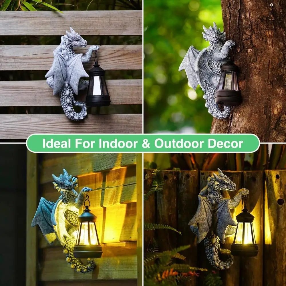 Garden Dragon Decor Solar Lights Solar-Powered Dragon Sculpture For Garden Solar Garden Statue Dragon Figurine For Hallway