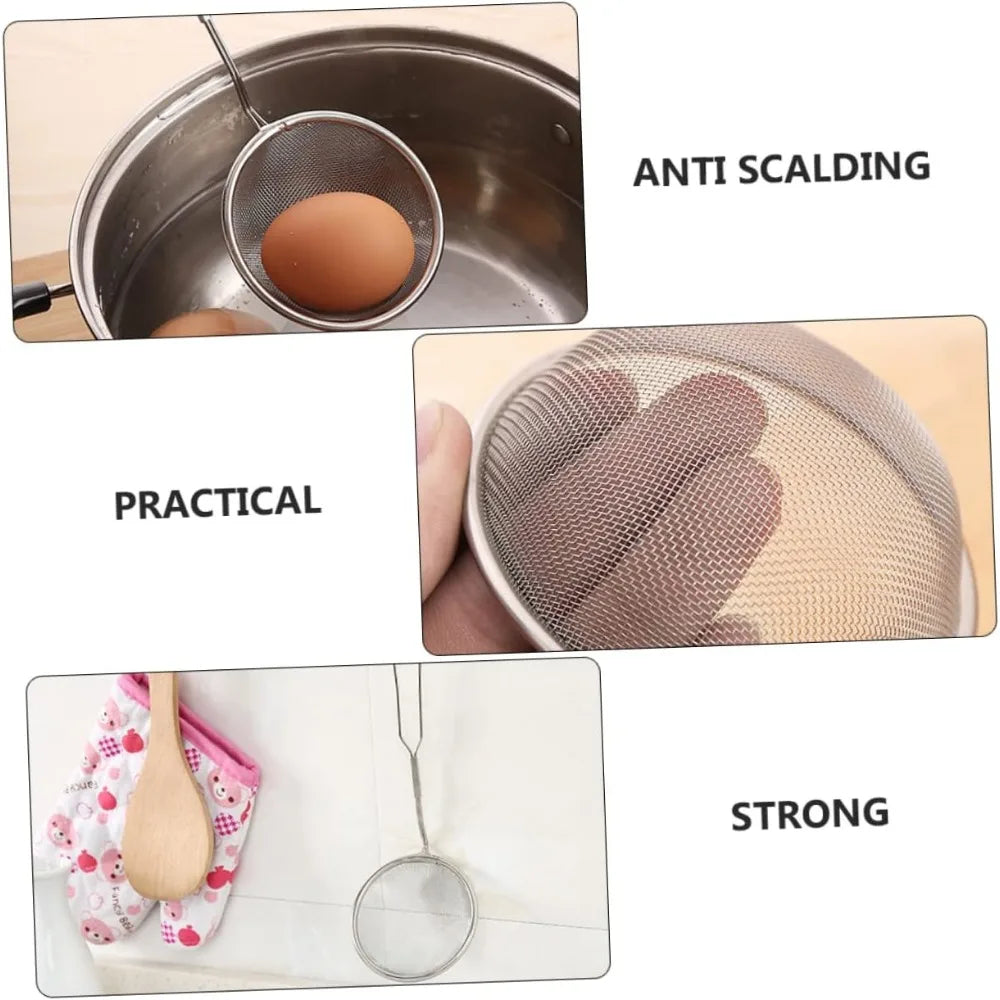 4pcs Stainless Steel Strainer Spoons Multipurpose Hot Pot Colanders for Oil Filtering and Draining Small Kitchen Scoop for Home