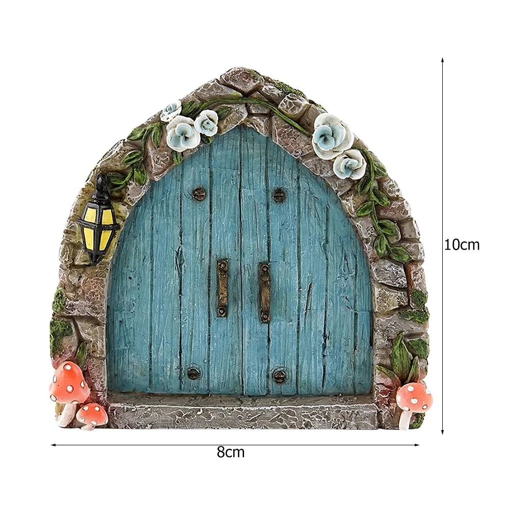 Miniature Fairy Door Wooden Elf Door Ornament Creative Dollhouse Fairy Door for Trees Garden Decor