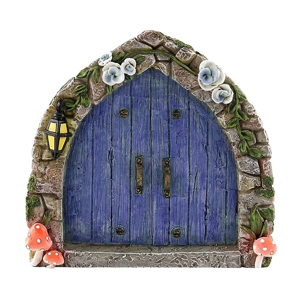 Miniature Fairy Door Wooden Elf Door Ornament Creative Dollhouse Fairy Door for Trees Garden Decor