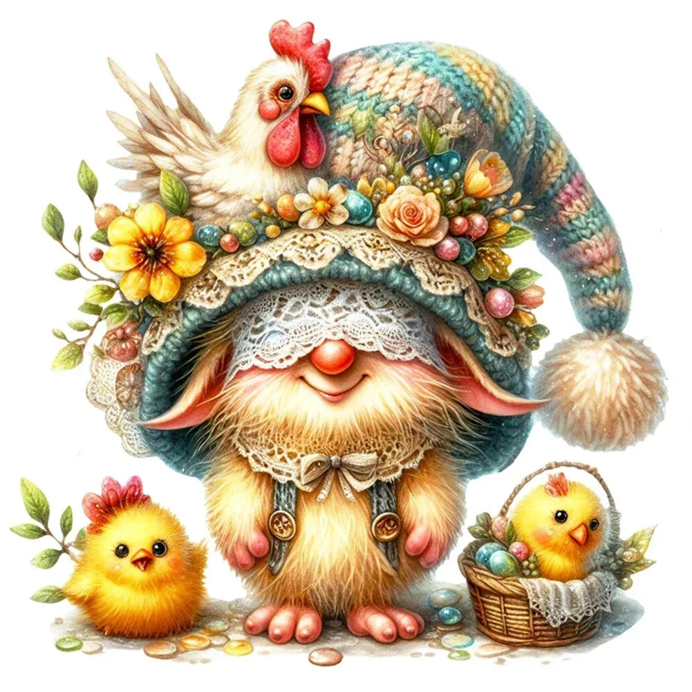 30*30CM 5D DIY Full Round Drill Diamond Painting Easter Gnome Egg Kit Home Decoration Art Craft Mosaic Painting