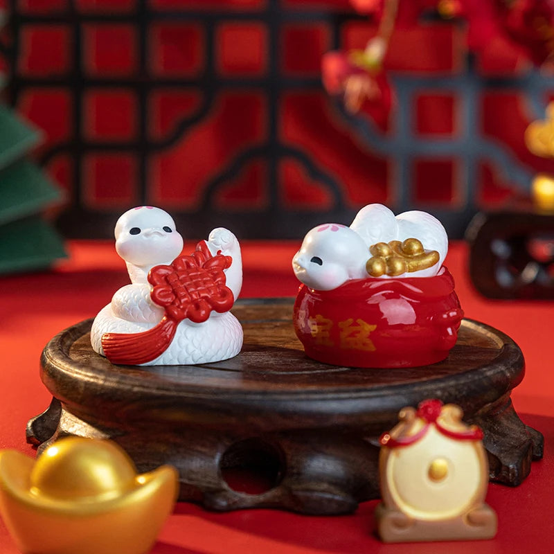 2025 Year Of The Snake Ornament Cartoon Lucky Snake Figurine Micro Landscape Car Interior Home Desktop Decoration