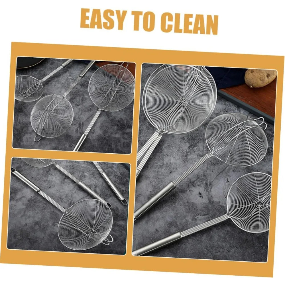 Stainless Steel Slotted Spoon with Hanging Hook Versatile Kitchen Strainer for Pasta Noodles and Frying Ergonomic Design and Ea