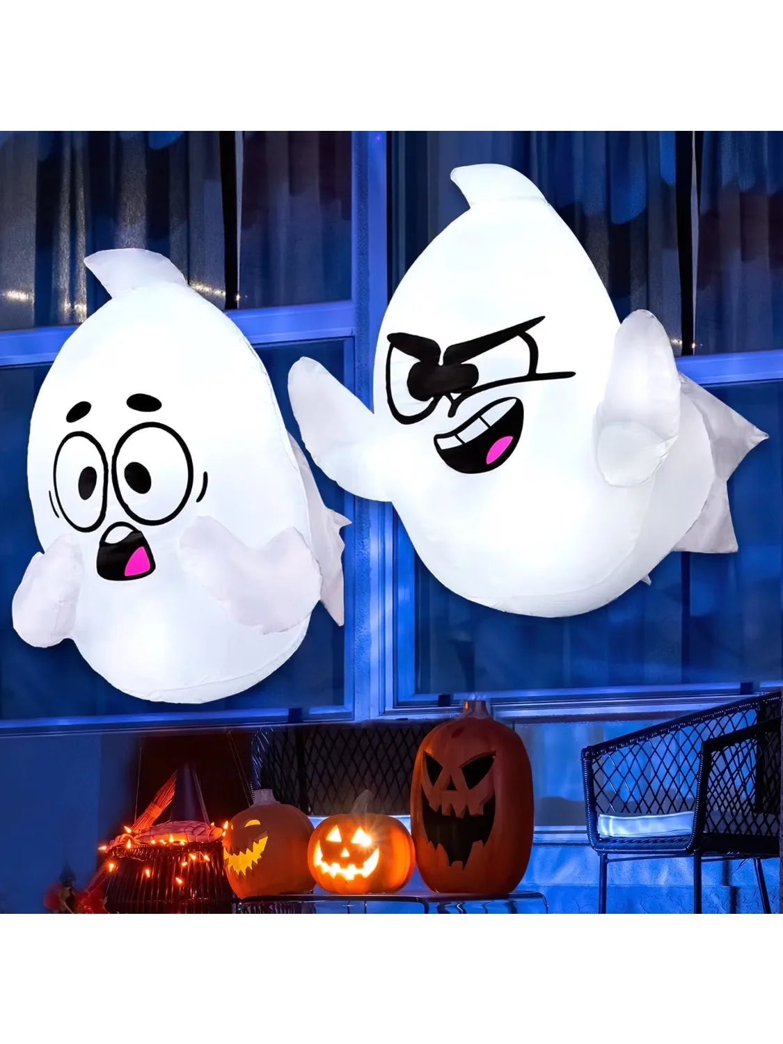 Joyfy 2 Pack Halloween Inflatable Window Ghost 2.6 FT Outdoor Scary Flying Ghost Broke Out from Window for Halloween Decoration